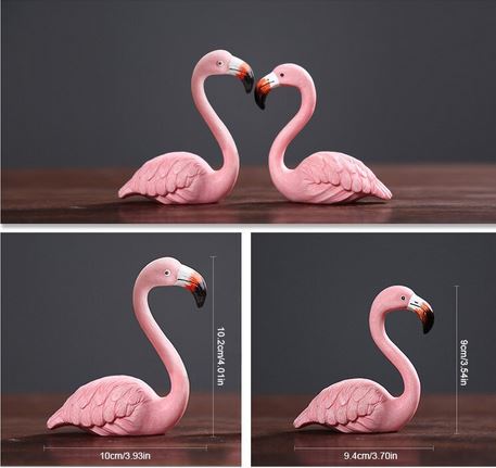 couple de flamant rose en resine