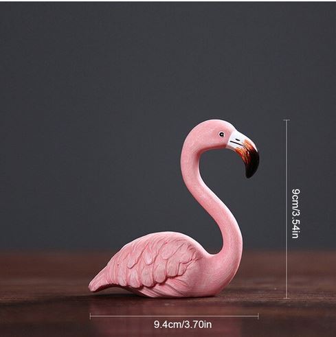 mini flamant rose resine