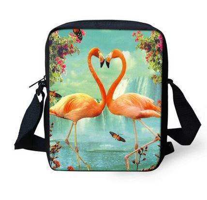 sacoche mixte flamant rose toile grande poche