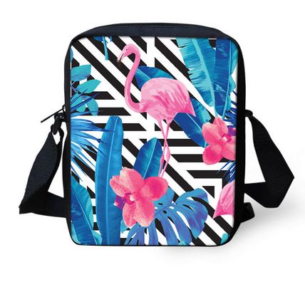 sacoche grande taille avec flamant rose en toile