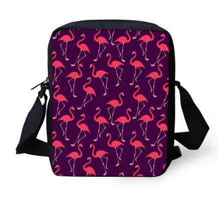 sacoche violette flamant rose zippée