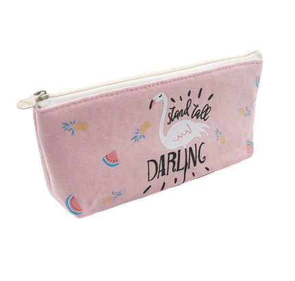 grande trousse flamant rose en toile