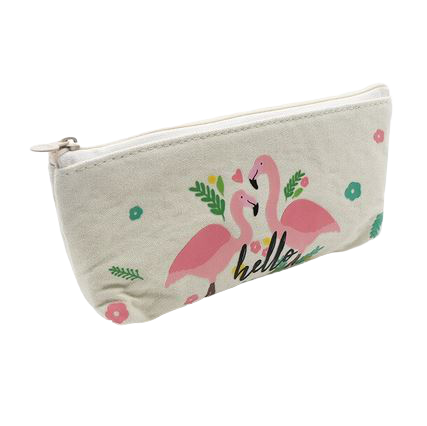 grande trousse en toile avec flamant rose message