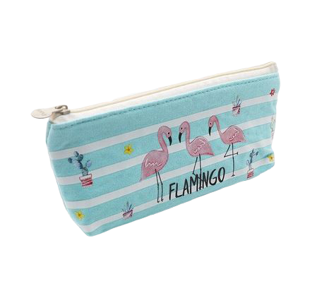 grande trousse flamant rose toile ecole feutre