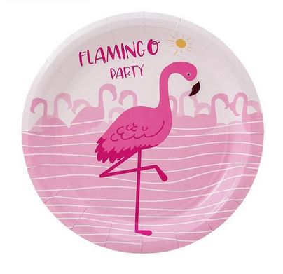 Grandes Assiettes Rondes Flamant Rose