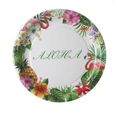 Grandes Assiettes Rondes Flamant Rose Aloha