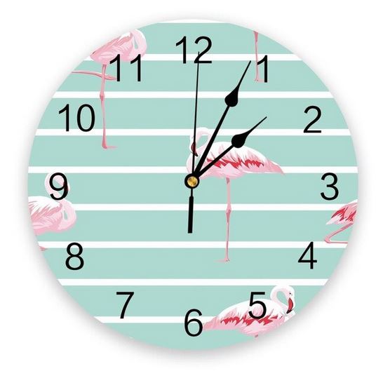 horloge flamant rose bleu