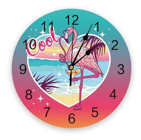 horloge flamant rose coeur