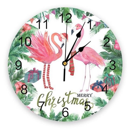 horloge flamant rose pour noel