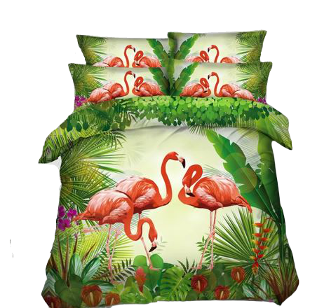 housse de couette tropical flamant rose pas cher