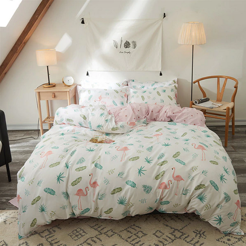 parure de lit flamant rose