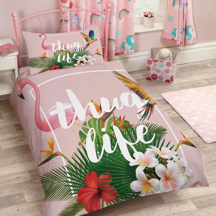 parure de lit flamant rose pour fille