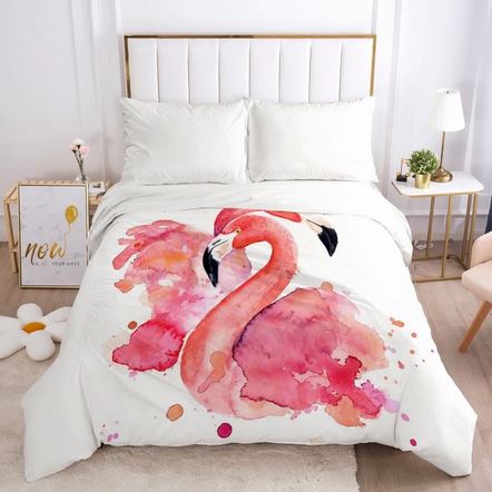housse de couette flamant rose