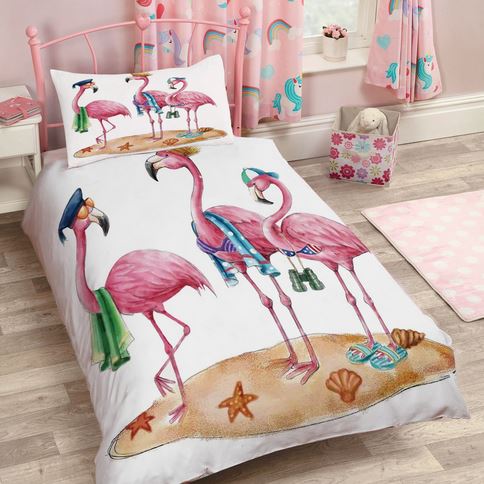 housse de couette fille flamant rose