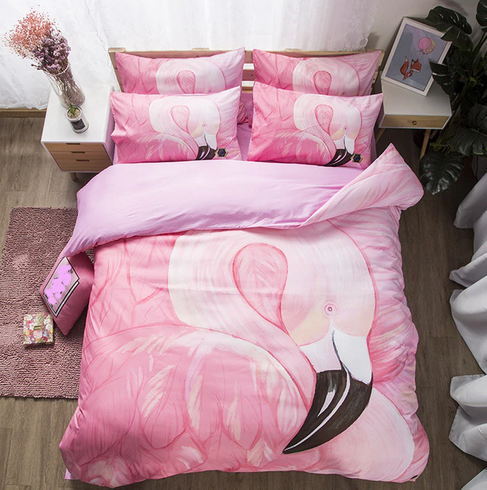 housse de couette avec flamant rose