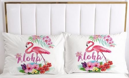taie d'oreiller flamant rose coton pas cher
