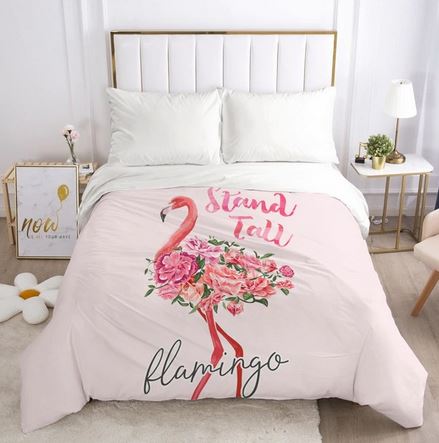 housse de couette flamant rose romantique