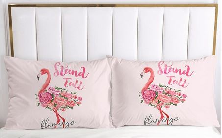 taie d'oreiller flamant rose romantique
