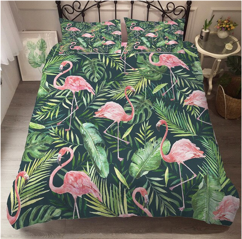 housse de couette flamant rose nature