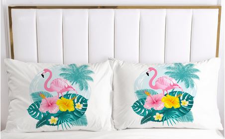 taies d'oreillers flamant rose ete antilles iles paradisiaques