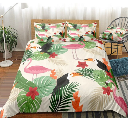 housse de couette flamant rose toucan