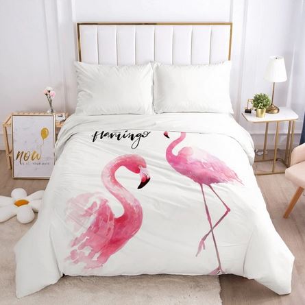 housse de couette flamant rose amour