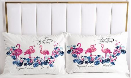 taie d'oreiller flamant rose decor paradis