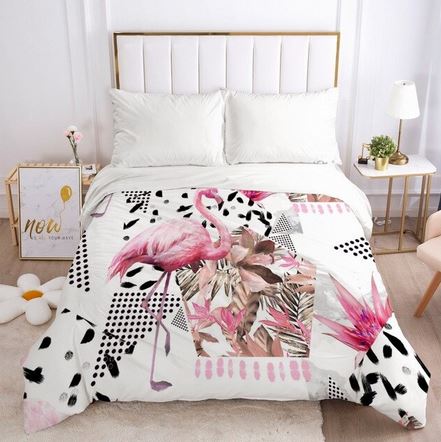 housse de couette flamant rose decor plume