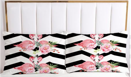 taie d'oreiller flamant rose zigzag