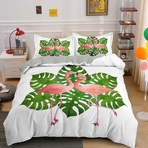housse de couette flamant rose symetrie