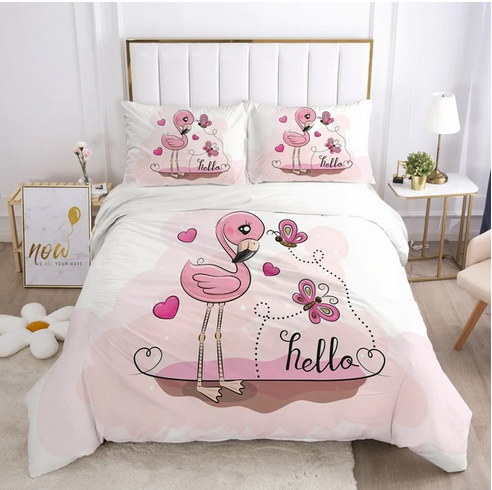 housse de couette flamant rose une place