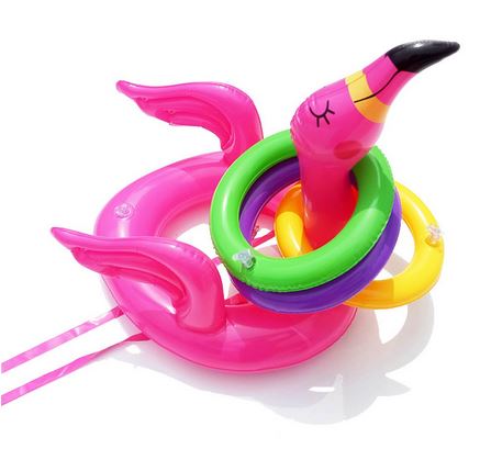 jeux gonflable flamant rose anneaux rigolo