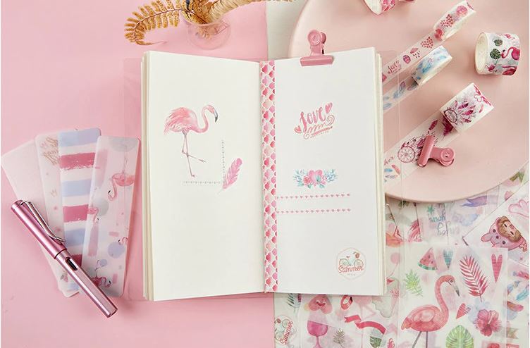lot de cahiers flamant rose