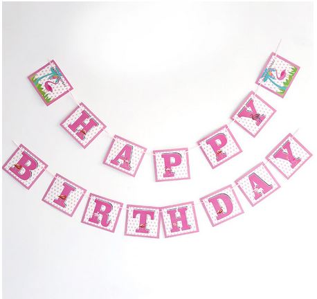 Joyeux Anniversaire Flamant Rose guirlande surprise happy birthday