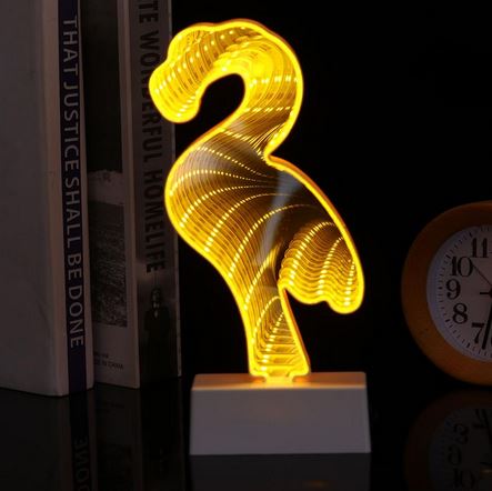 lampe flamant rose 3d or jaune tendance deco