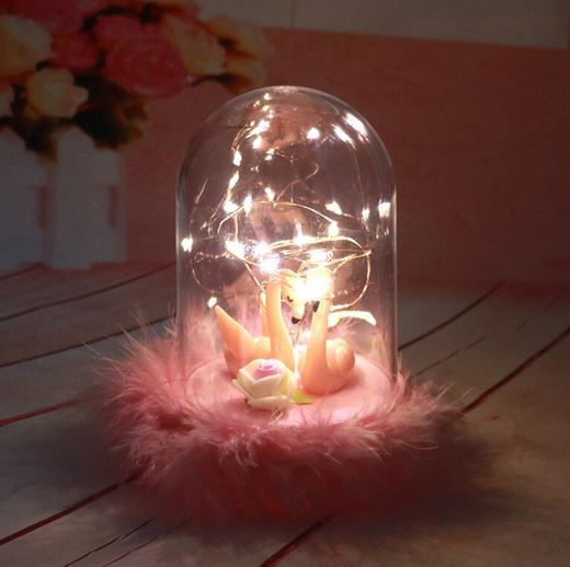 lampe bocal flamant rose