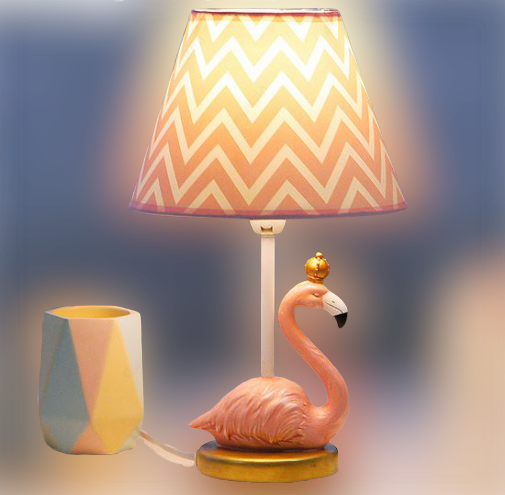 lampe flamant rose chevet chambre