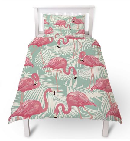 linge de lit flamant rose