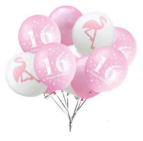 Lot de Ballons Flamant Rose 16 ans