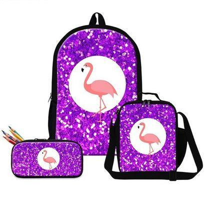 cartables flamant rose pailleté trousse lot
