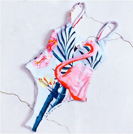 beau maillot de bain 1 piece flamant rose