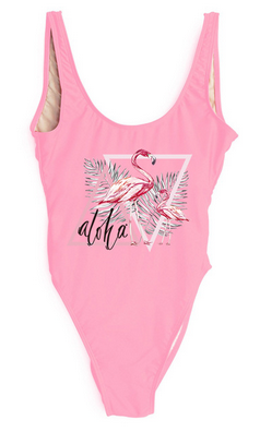 Maillot 1 pièce Flamant Rose Aloha sexy monokini plage pas cher fille calzedonia