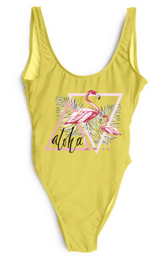 maillot jaune flamant rose tendance soirée top jetset bateau