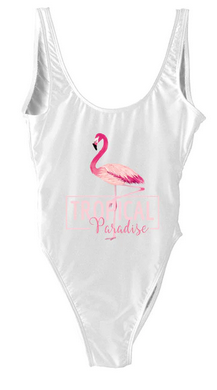 maillot de bain 1 piece flamant rose blanc