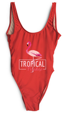 maillot rouge flamant rose tendane piscine plage été ado femme