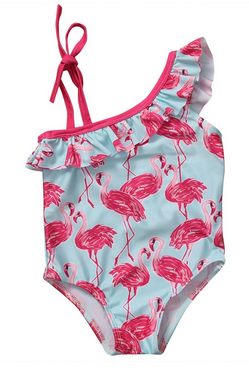 Maillot Asymétrique Flamant Rose tendance pas cher pour filles