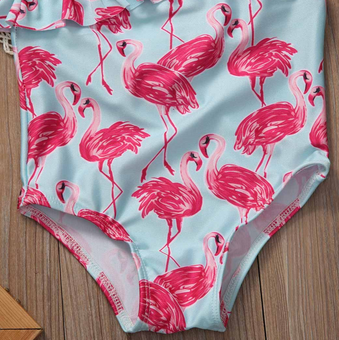 Maillot Asymétrique Flamant Rose elastique reglable pas cher fille