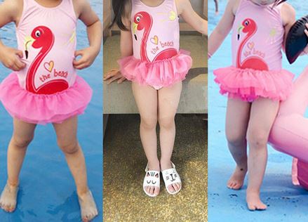 beau maillot de bain enfant tutu flamant rose