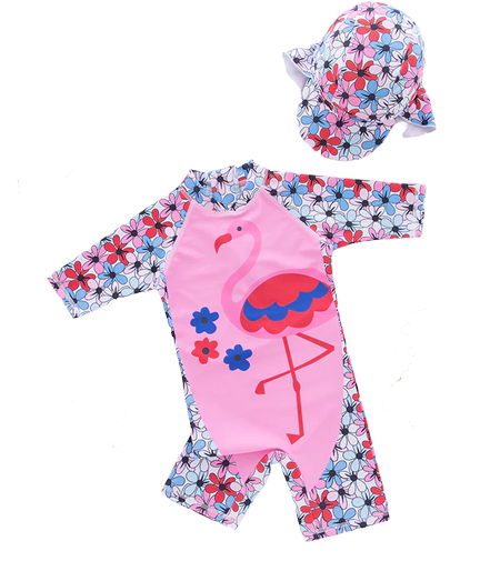 maillot combinaison flamant rose anti uv protection solaire 50 pas cher