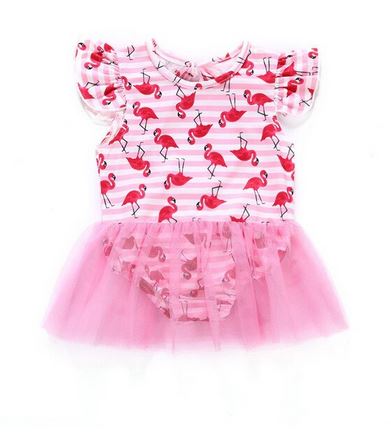 maillot de bain fille 1 piece avec flamant rose